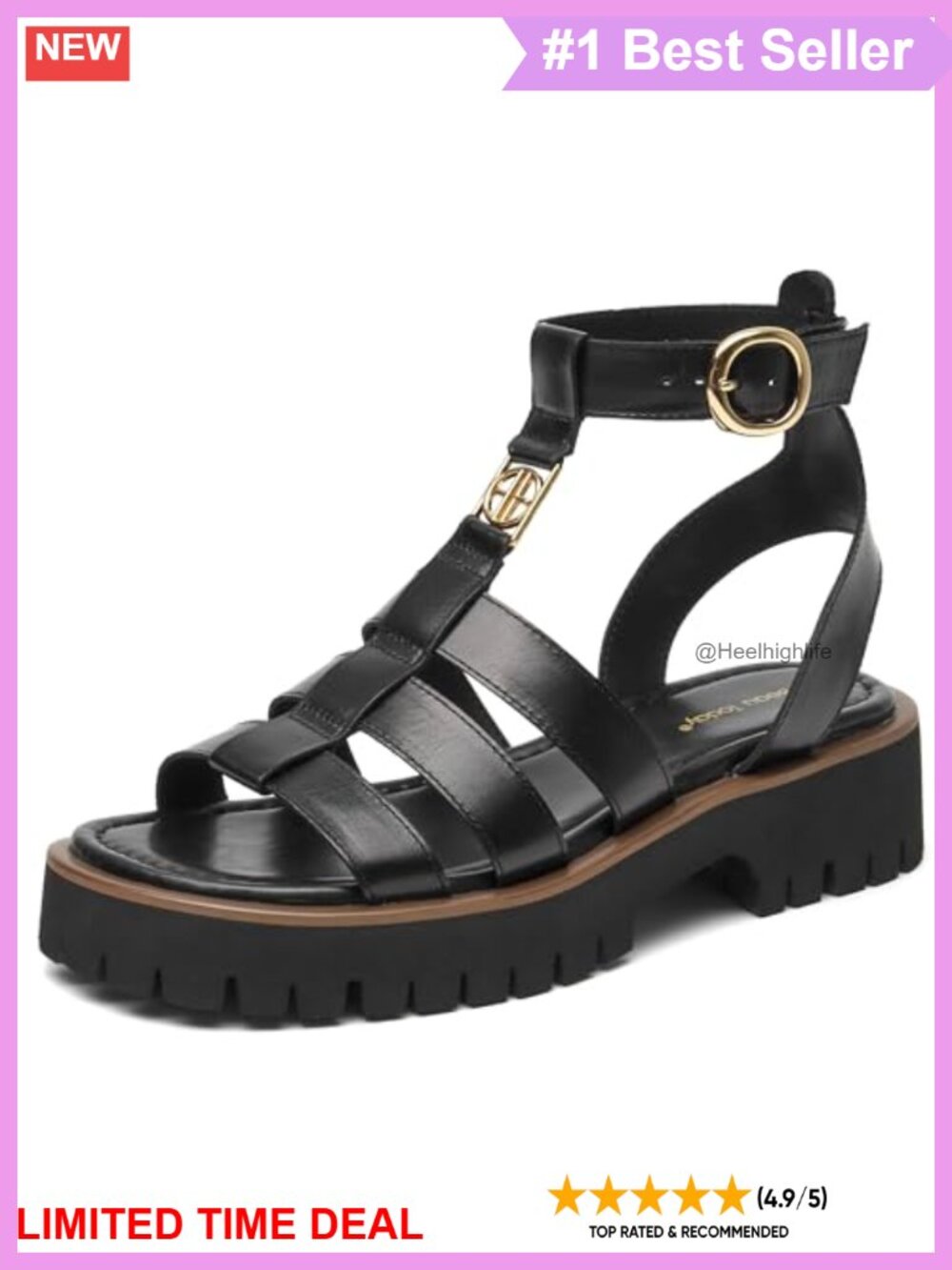 Platform Fisherman Sandals Leather Open Toe Ankle Buckle Casual